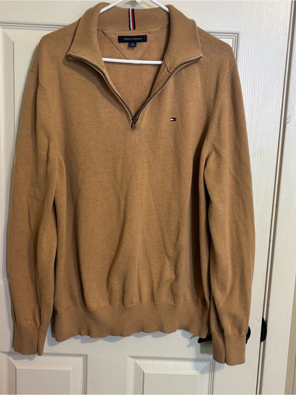 Tommy Hilfiger Men’s Camel Zip-Up Sweater